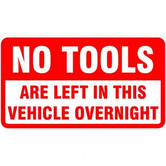 No tools left in vehicle sticker