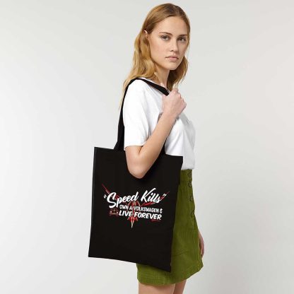 speed kills tote bag size